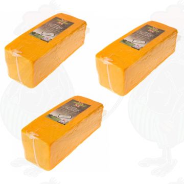 3 X Rode cheddar kaas - Mild - Block |  Samen 7,5 kilo