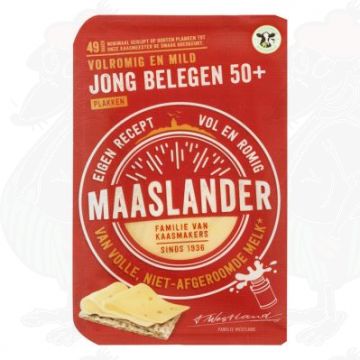 Gesneden kaas Maaslander kaas Jong Belegen 50+ | 175 gram in plakken