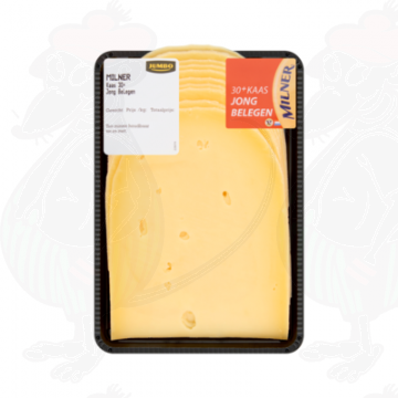 Gesneden kaas Milner kaas Jong Belegen 30+ | 200 gram in plakken Gesneden kaas Milner kaas Jong Belegen 30+ | 200 gram in plakken