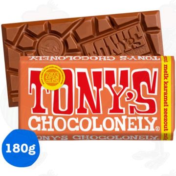 Tony's Chocolonely Zeezout Melk Karamel Chocolade Reep 180 g