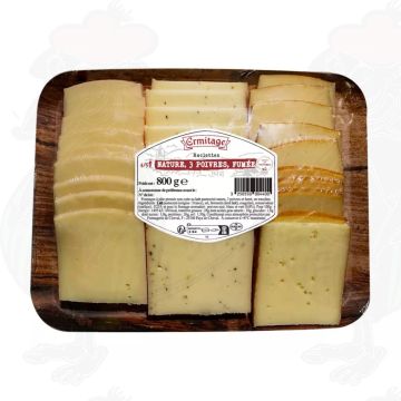 Naturel * 3 Pepermix * Gerookt | Raclette Kaas in Plakken | 800g