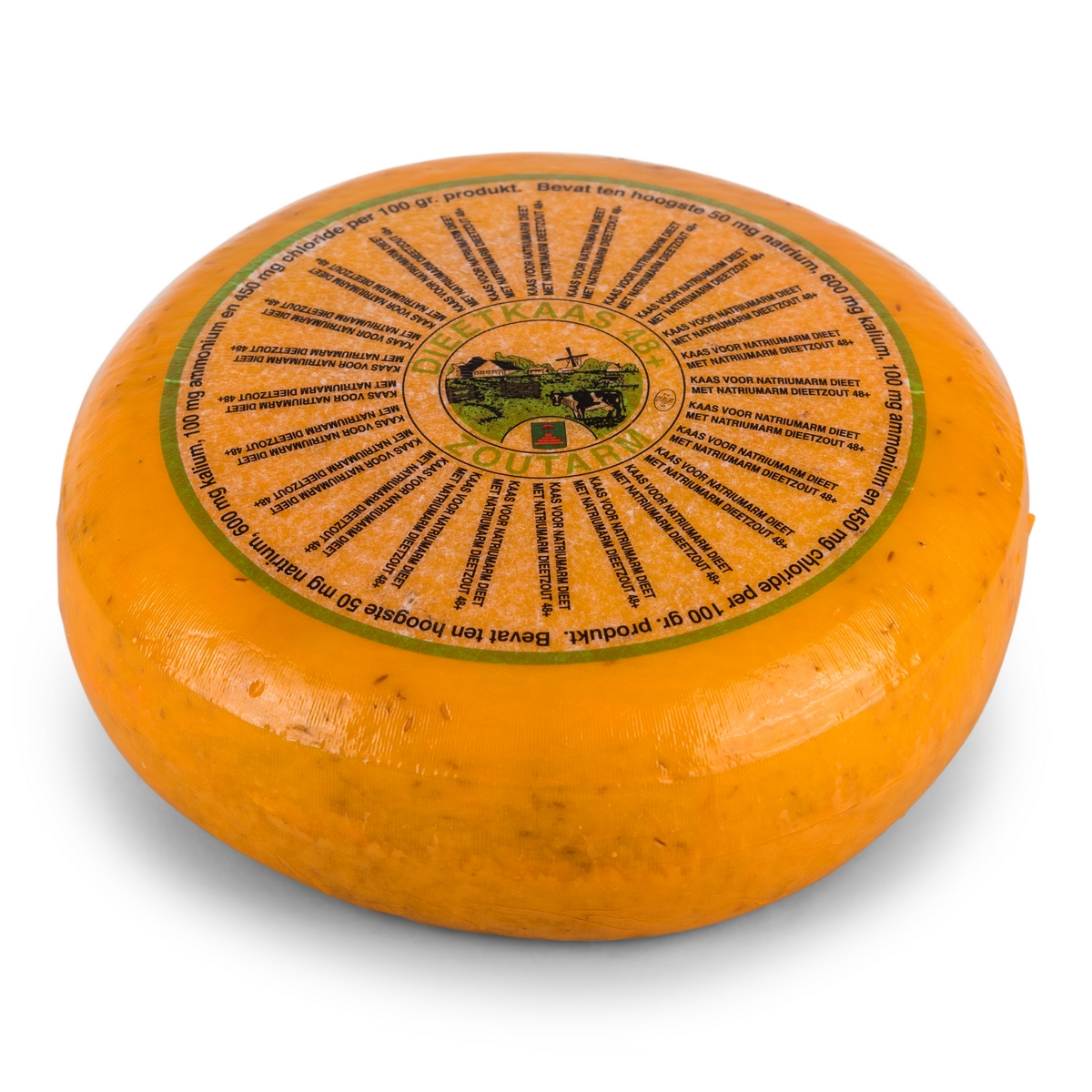 5kg Natriumarme kaas Komijnen - Zoutloze Kaas 48+